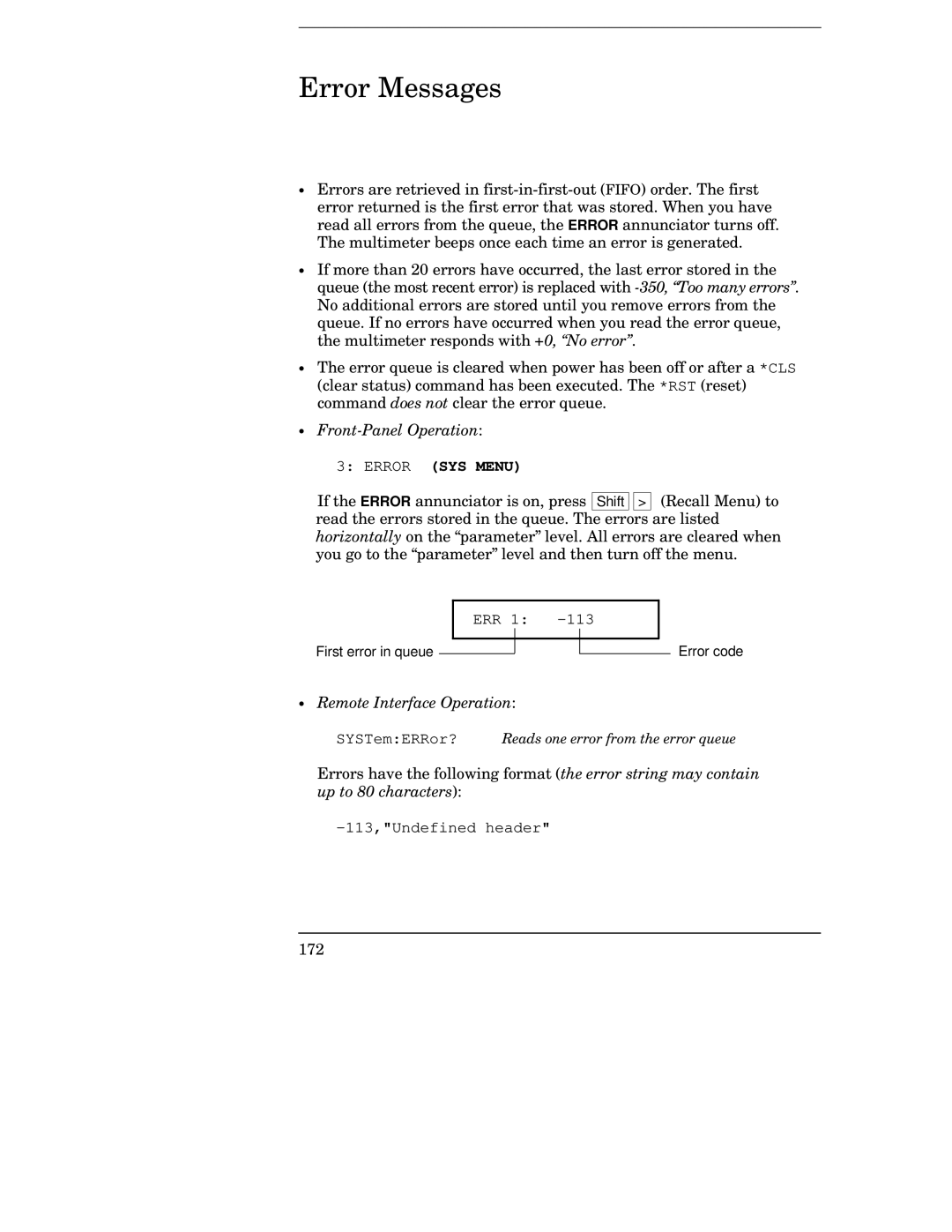 Agilent Technologies 34401A manual Error Messages 