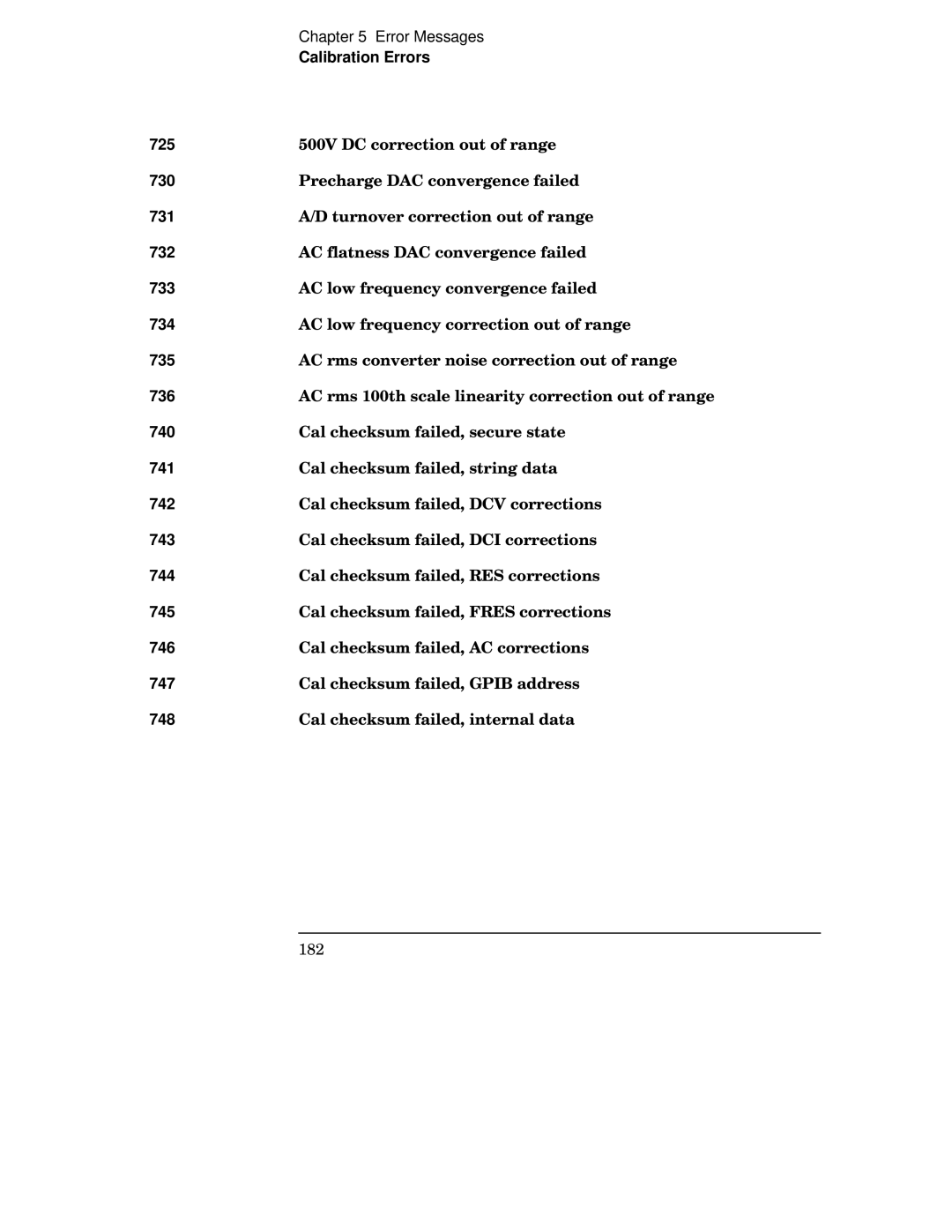 Agilent Technologies 34401A Calibration Errors 725, 730, 731, 732, 733, 734, 735, 736, 740, 741, 742, 743, 744, 745, 746 