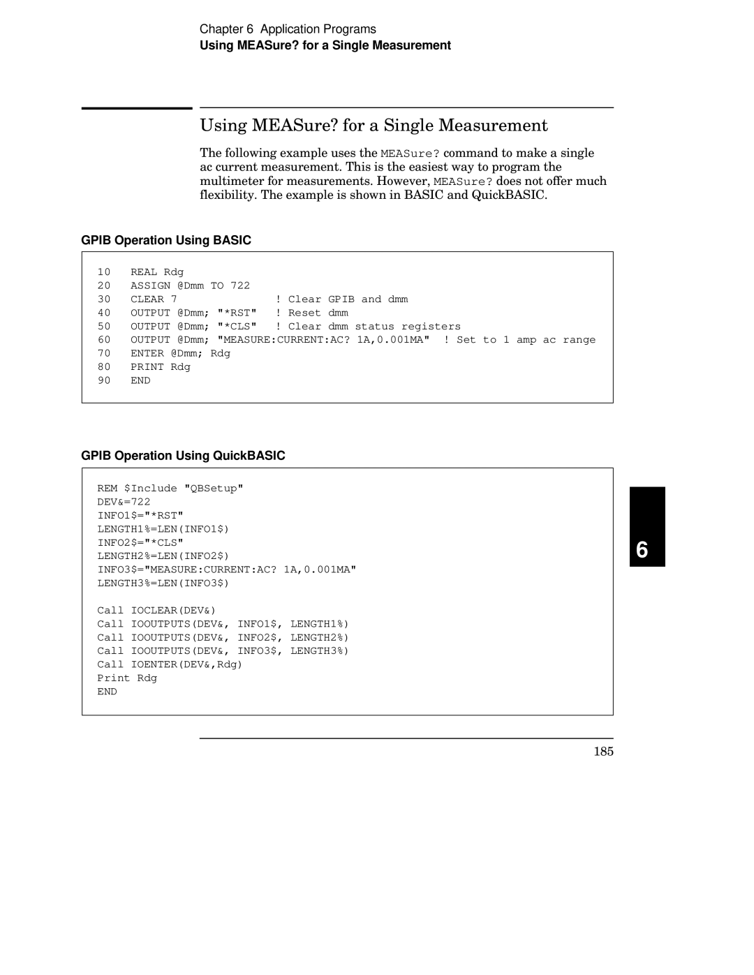 Agilent Technologies 34401A manual Using MEASure? for a Single Measurement, Gpib Operation Using Basic 