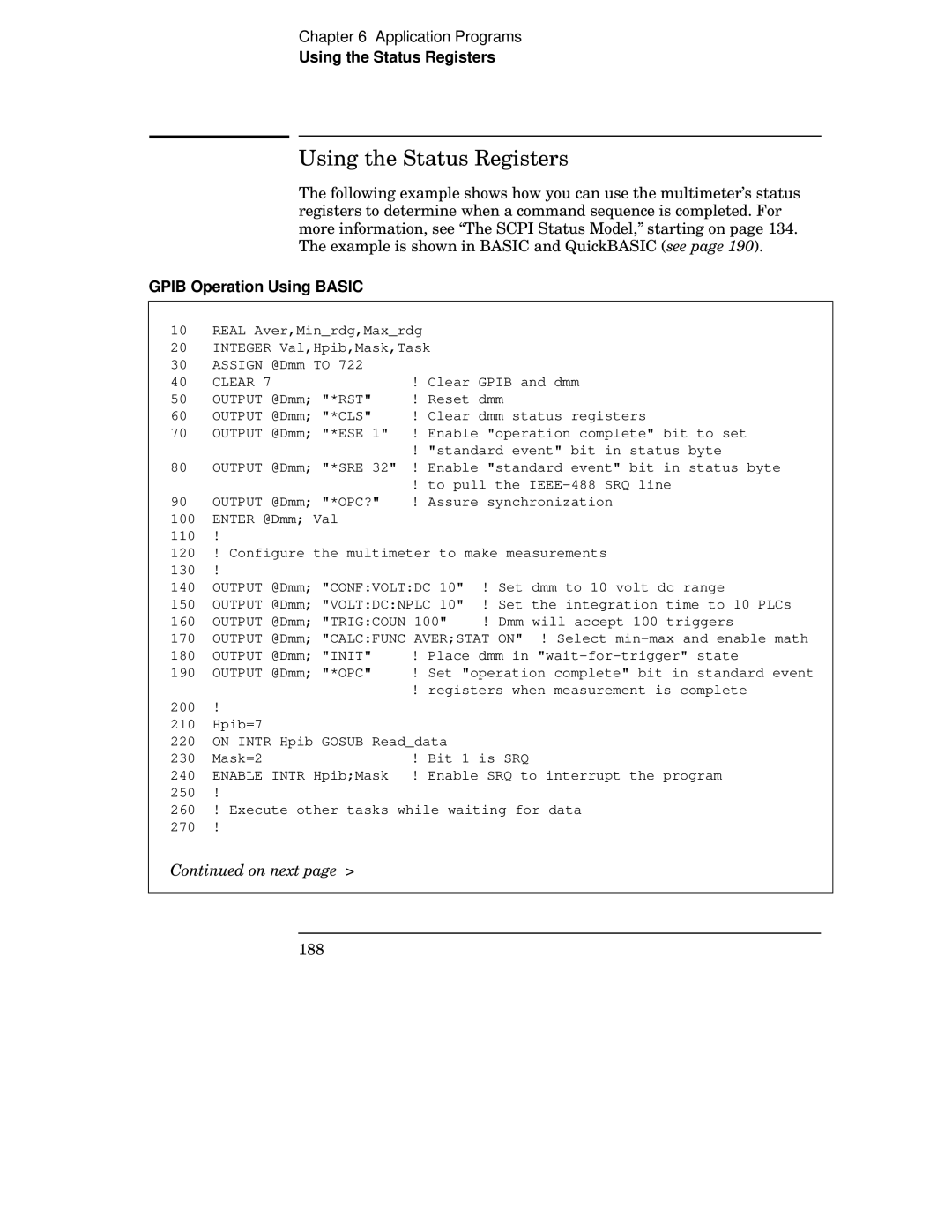 Agilent Technologies 34401A manual Using the Status Registers, On next 