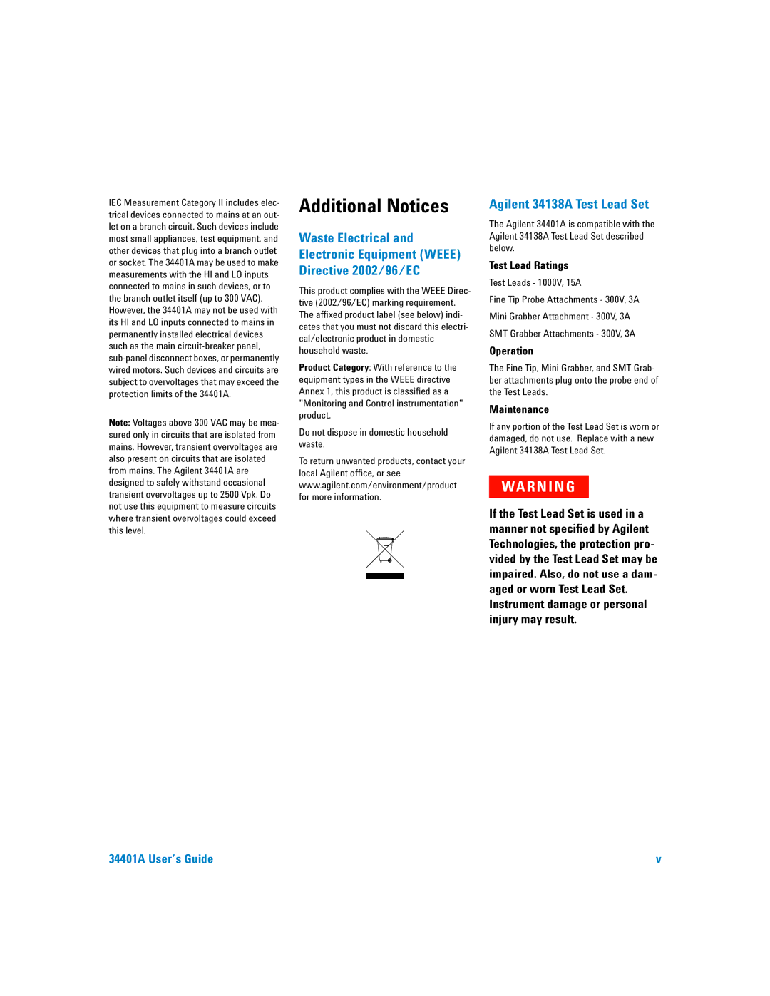 Agilent Technologies 34401A manual Additional Notices 