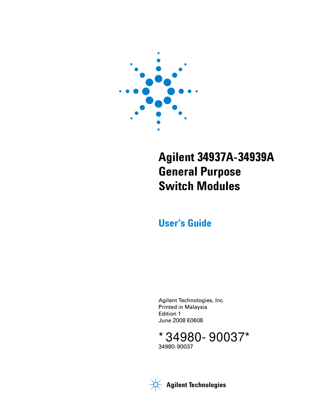 Agilent Technologies manual Agilent 34937A-34939A General Purpose Switch Modules 