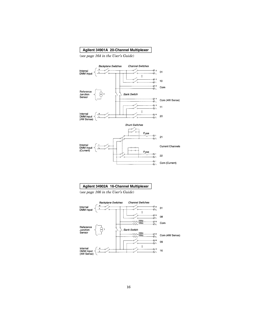 Agilent Technologies 34970A manual Agilent 34901A 20-Channel Multiplexer, See page 164 in the User’s Guide 