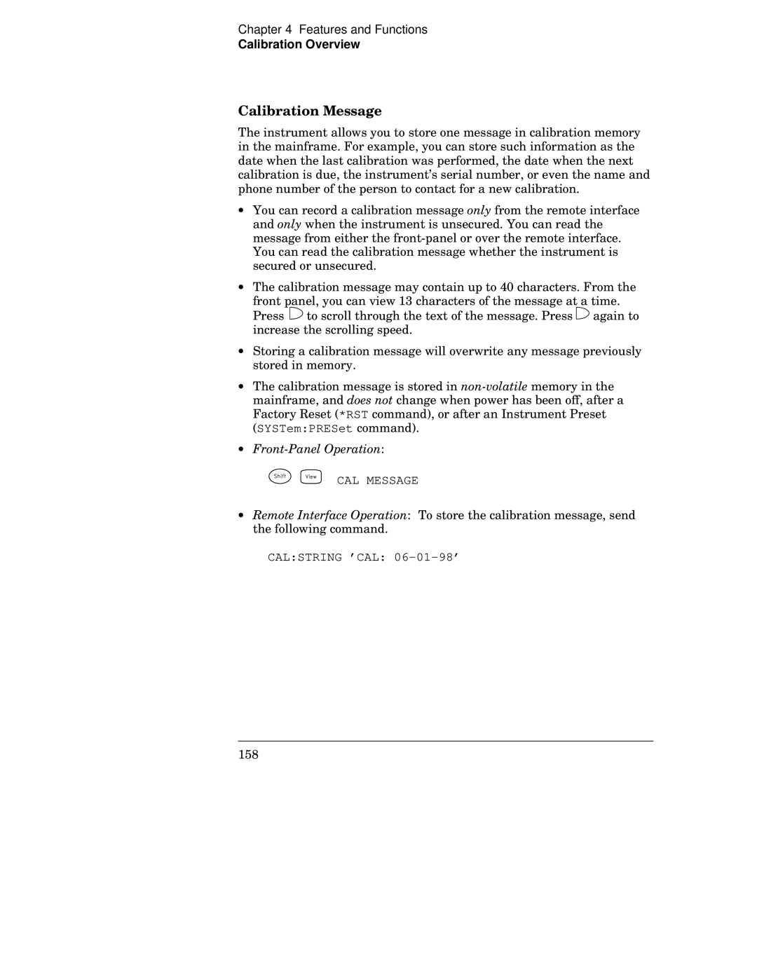 Agilent Technologies 34970A manual Calibration Message 