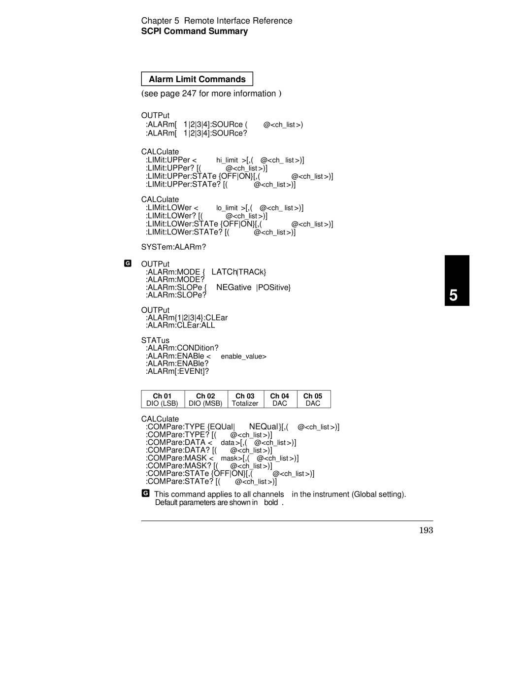 Agilent Technologies 34970A manual Scpi Command Summary Alarm Limit Commands, See page 247 for more information 