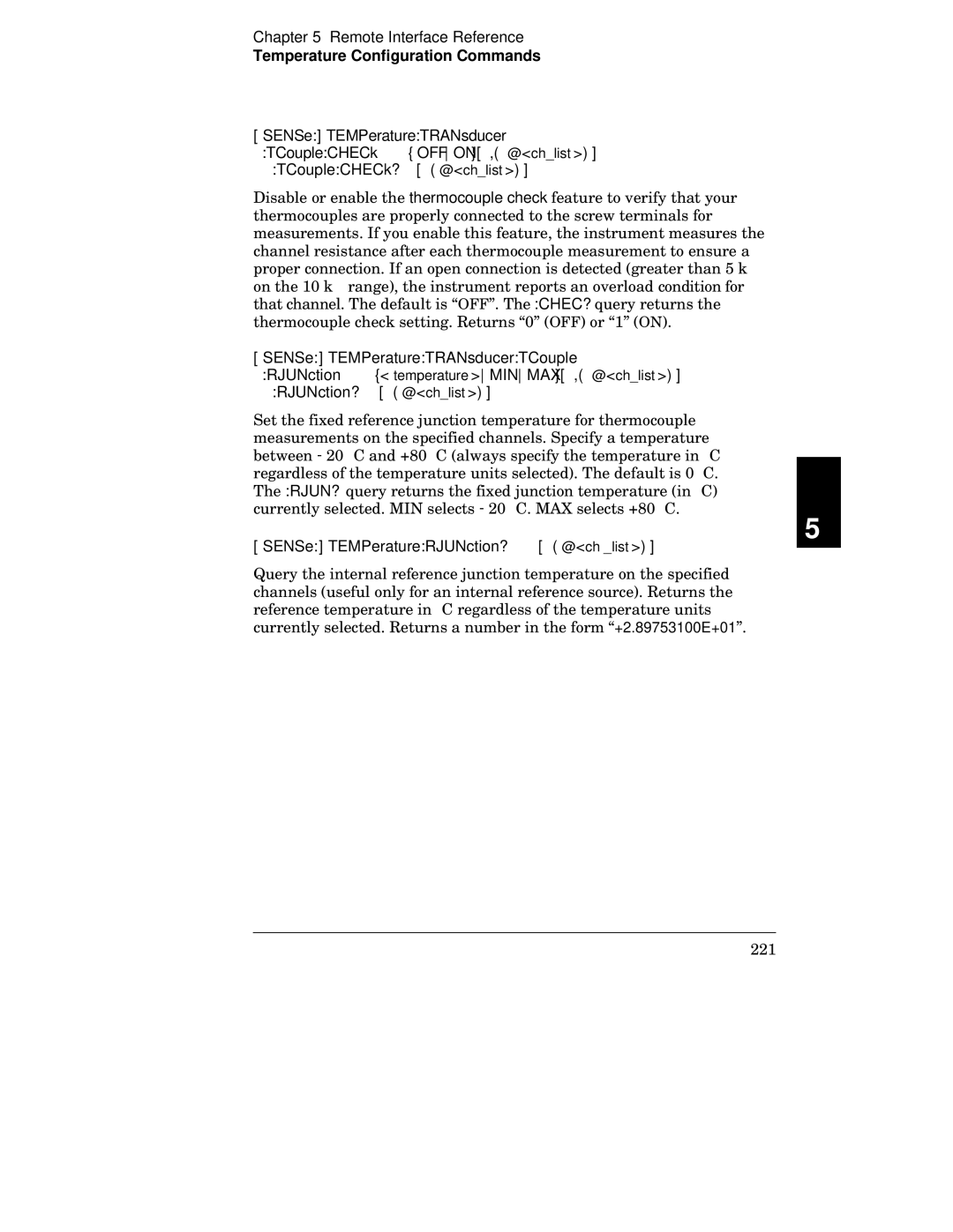 Agilent Technologies 34970A manual SENSeTEMPeratureRJUNction? @ch list 