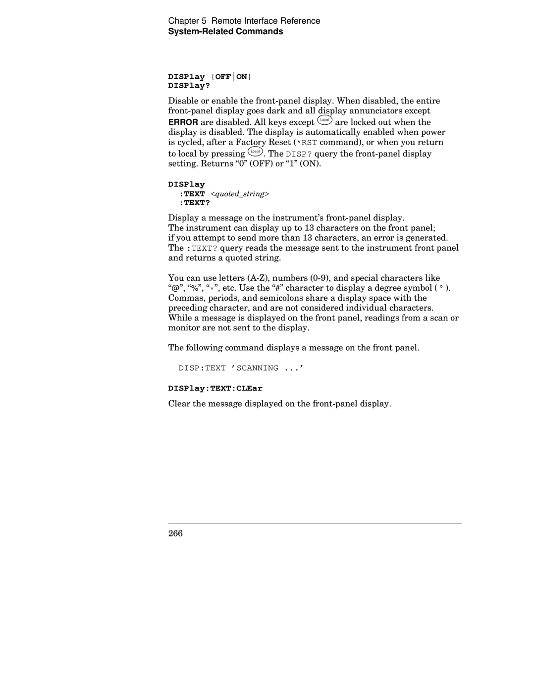 Agilent Technologies 34970A manual DISPlay Offon DISPlay?, DISPlayTEXTCLEar 