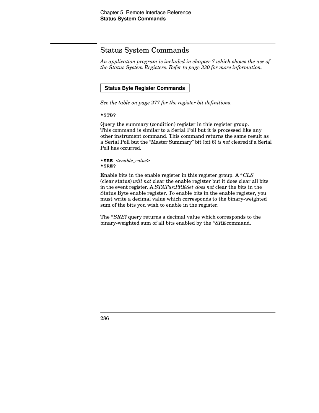 Agilent Technologies 34970A manual Status System Commands, Status Byte Register Commands 