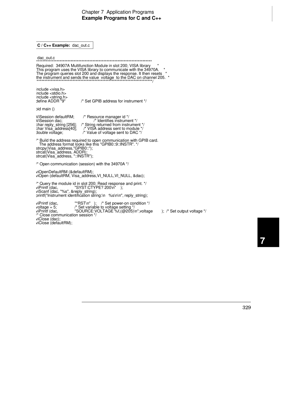 Agilent Technologies 34970A manual ++ Example dacout.c 