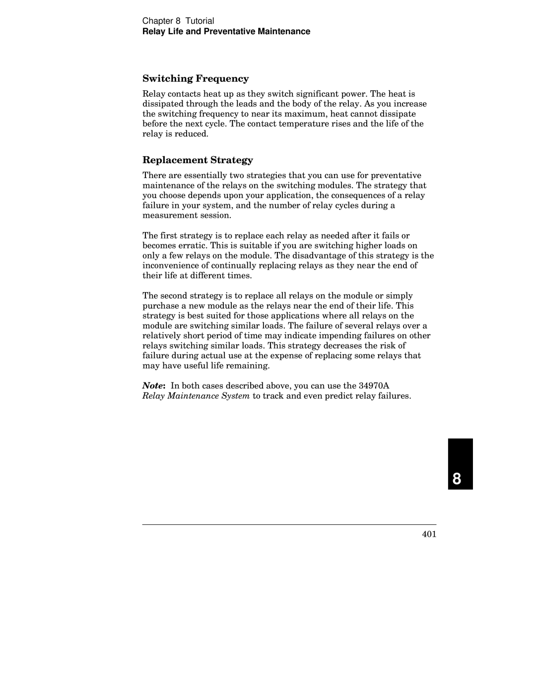 Agilent Technologies 34970A manual Switching Frequency, Replacement Strategy 