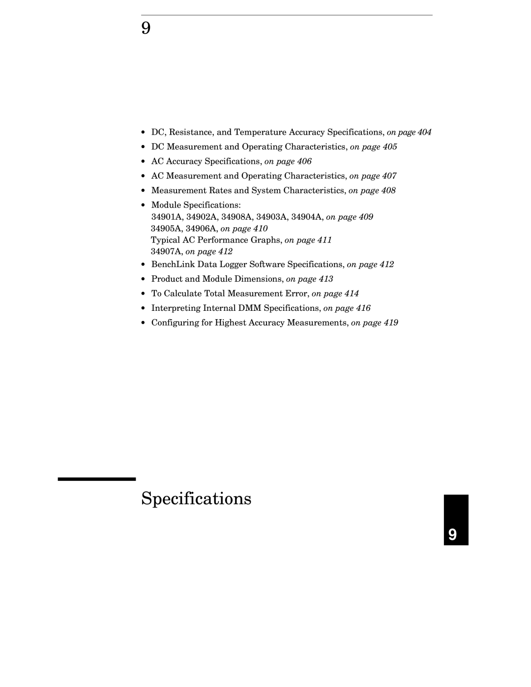 Agilent Technologies 34970A manual Specifications 