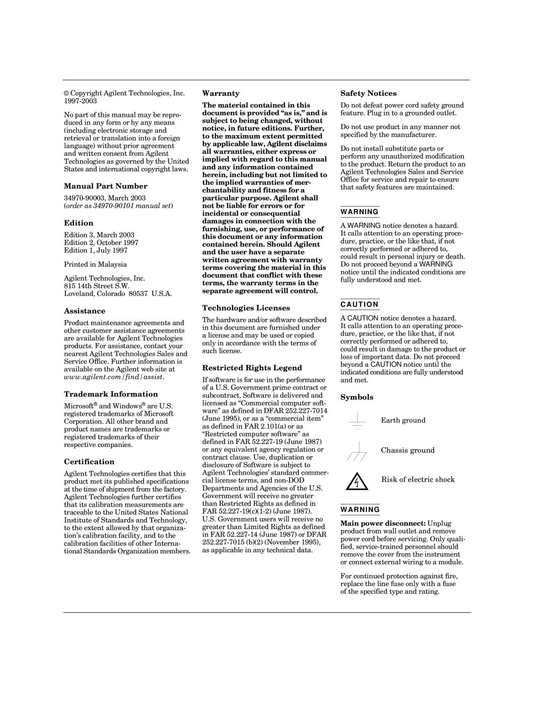 Agilent Technologies 34970A manual U T I O N 
