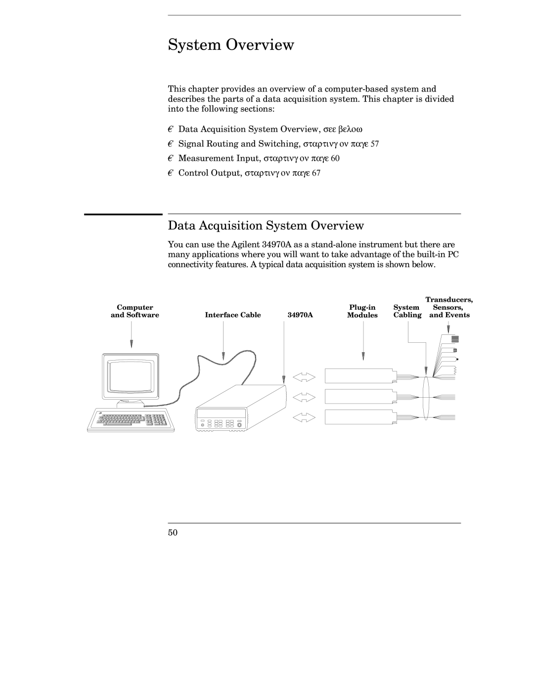 Agilent Technologies 34970A manual Data Acquisition System Overview, Control Output, starting on 