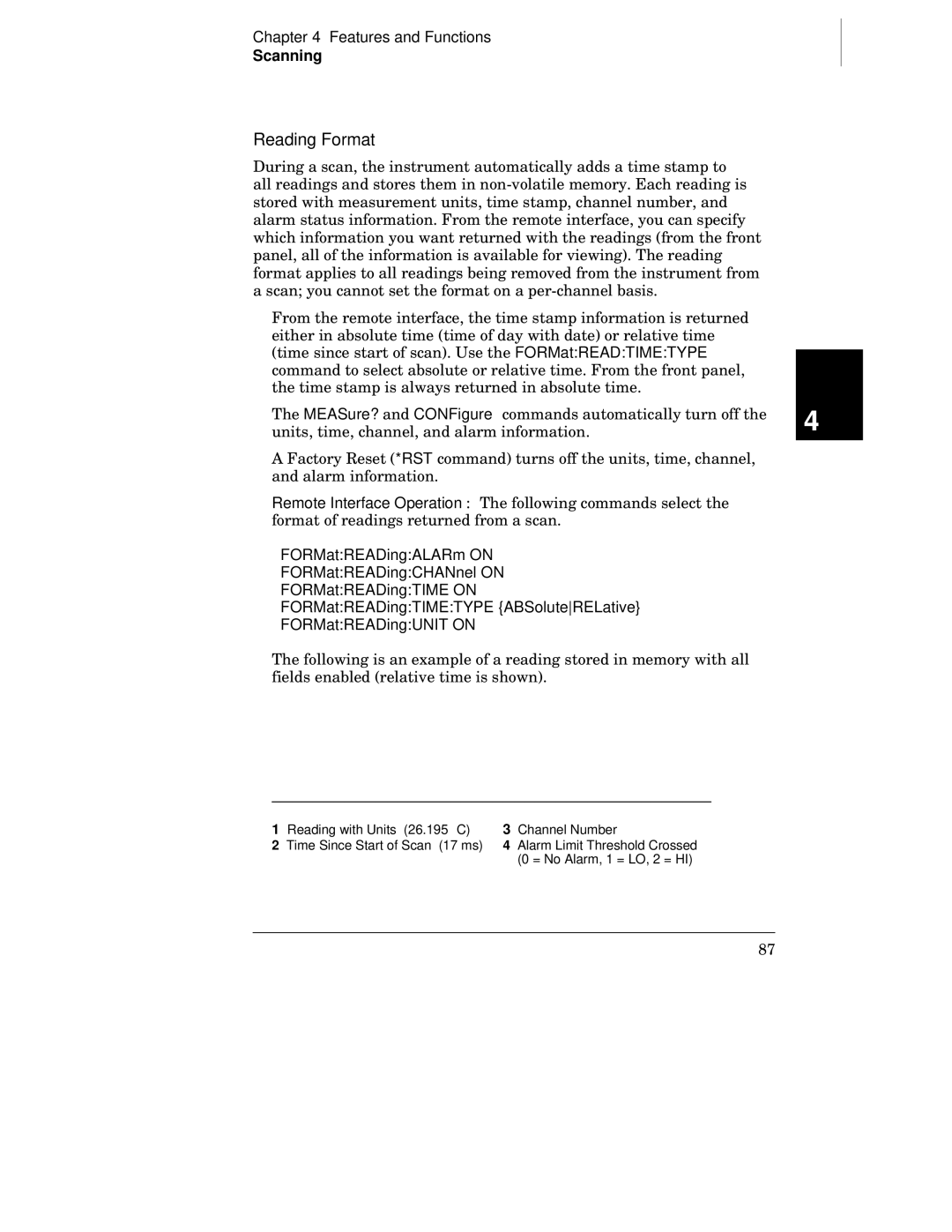 Agilent Technologies 34970A manual Reading Format 