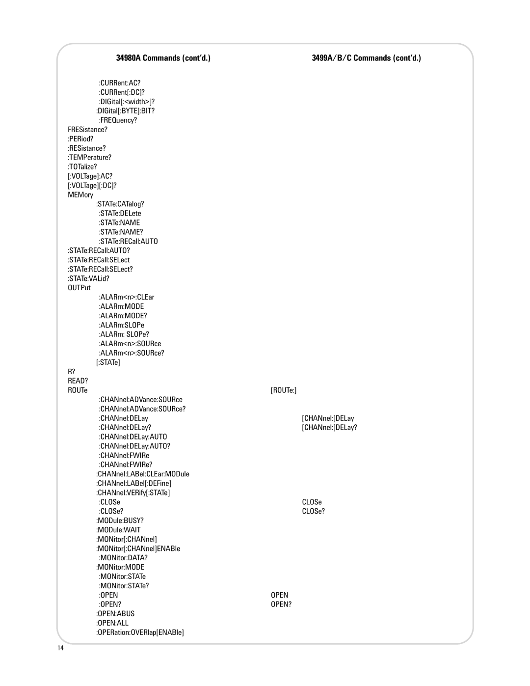 Agilent Technologies 3499A/B/C, 34980A manual Read?, Open OPEN? Openabus Openall 