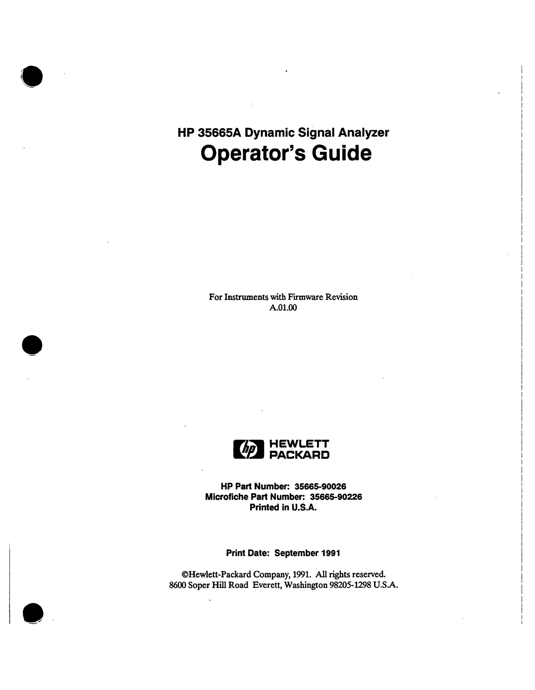 Agilent Technologies 35665-90026 manual 