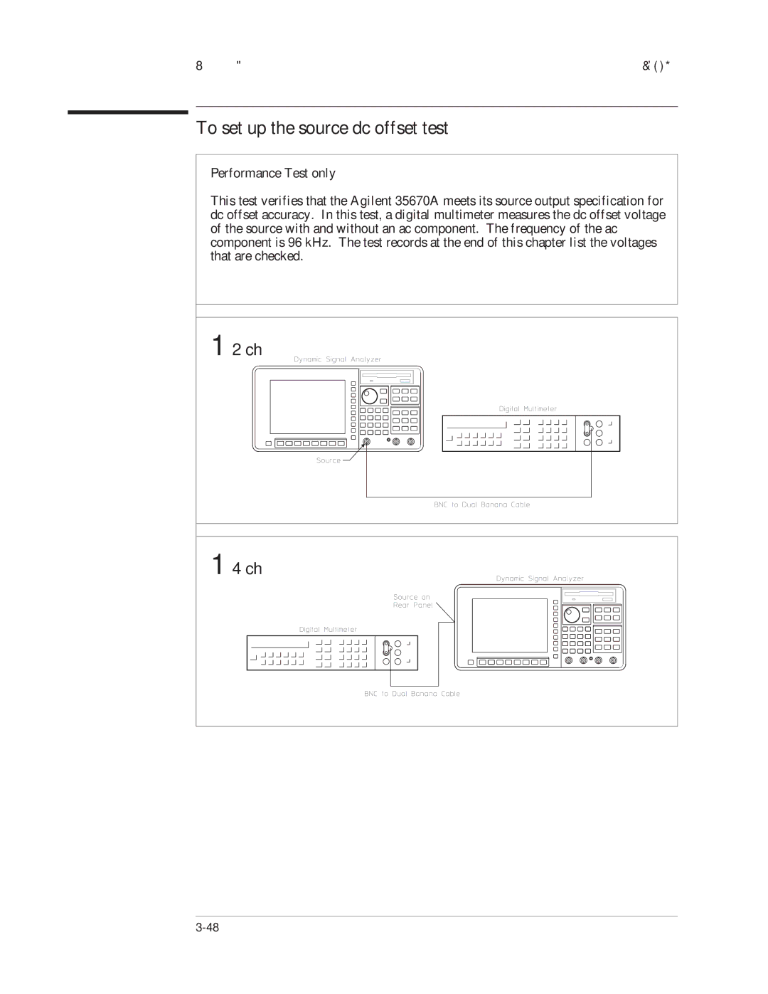 Agilent Technologies 35670-90066 manual To set up the source dc offset test 