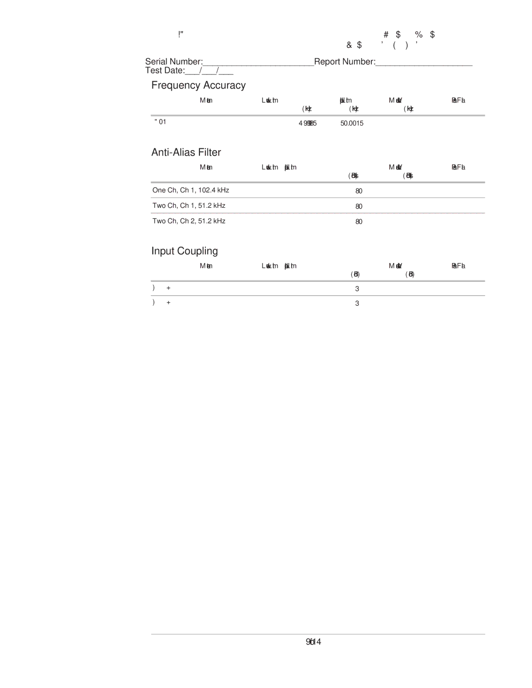 Agilent Technologies 35670-90066 manual Frequency Accuracy, Anti-Alias Filter, Input Coupling 