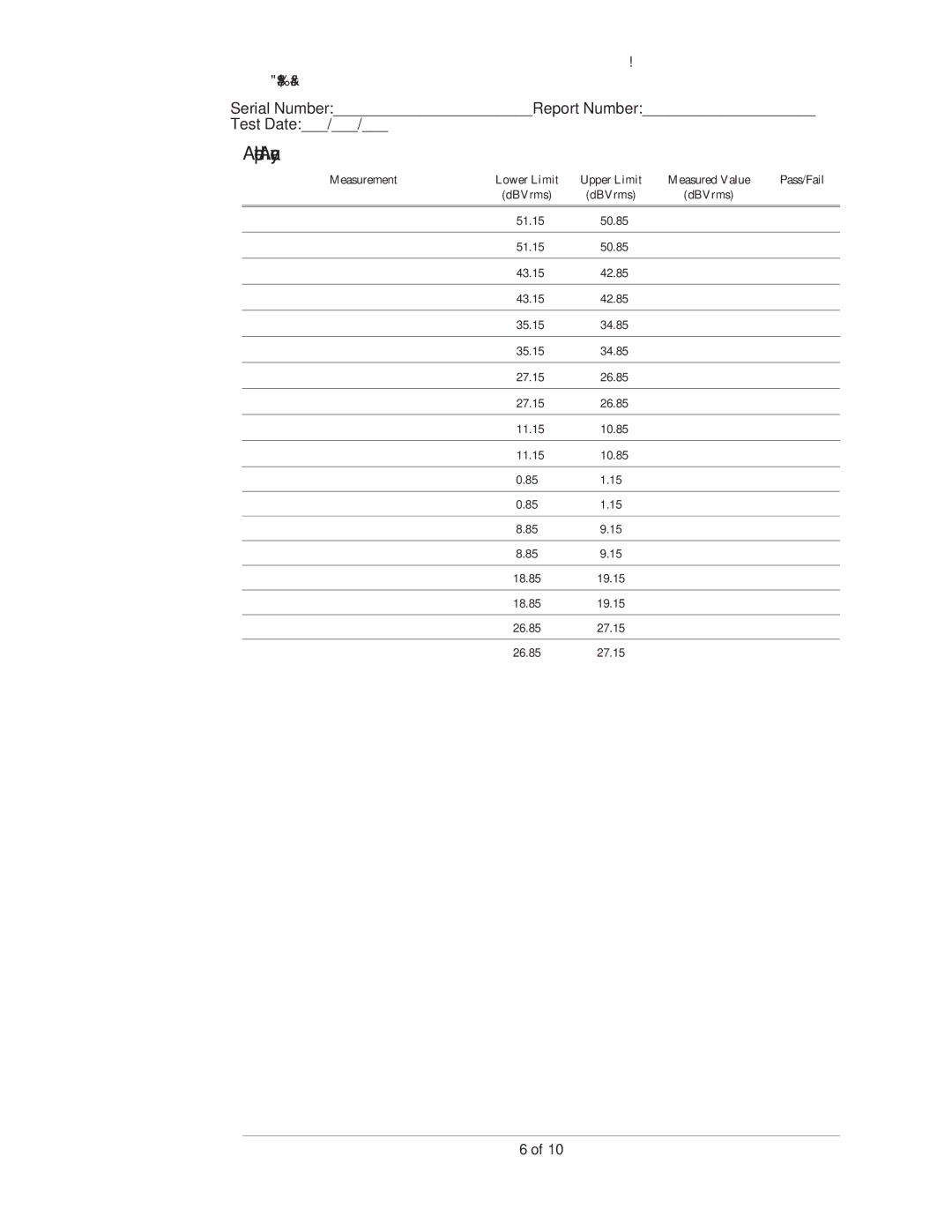 Agilent Technologies 35670-90066 manual Operation Verification Test Record Two Channel 