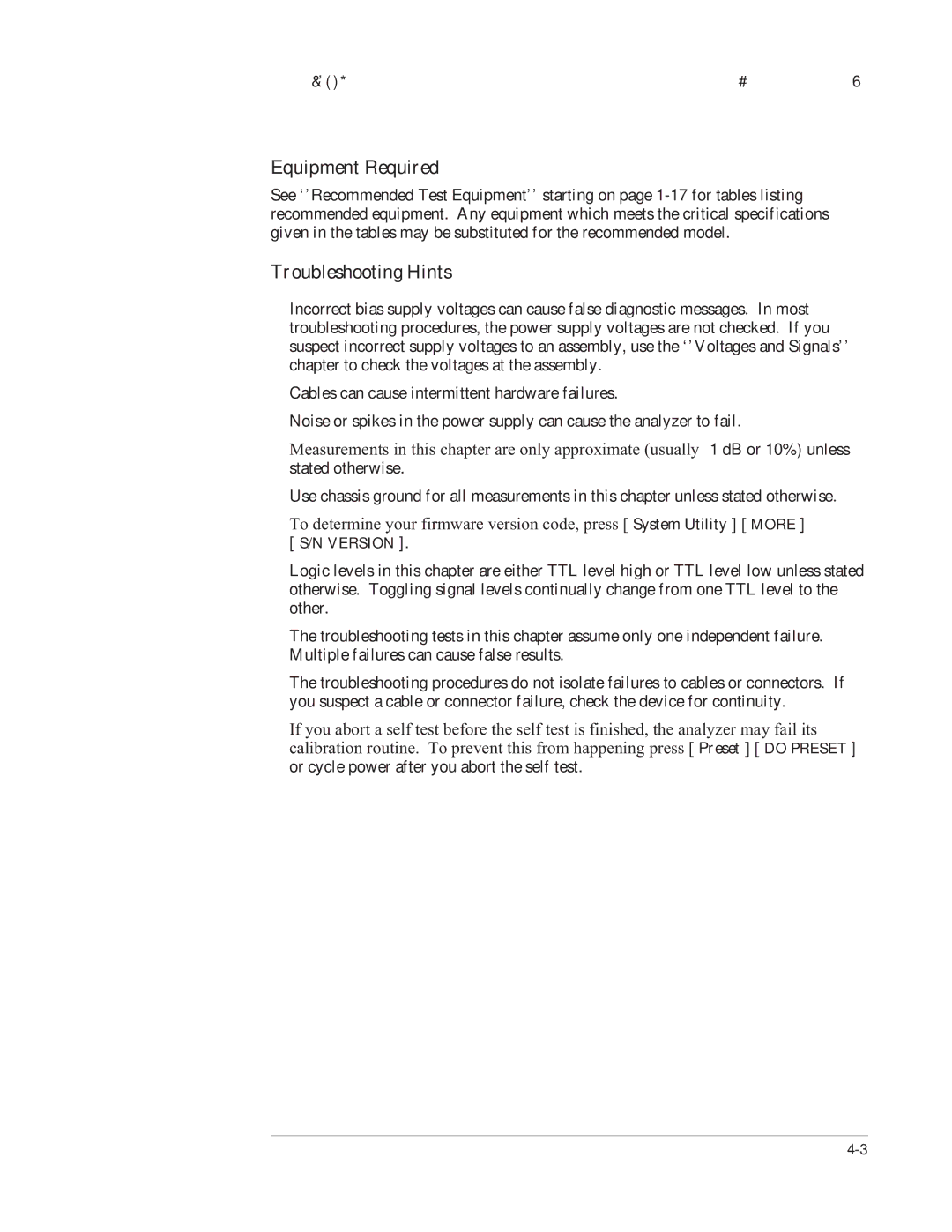 Agilent Technologies 35670-90066 manual Equipment Required, Troubleshooting Hints 