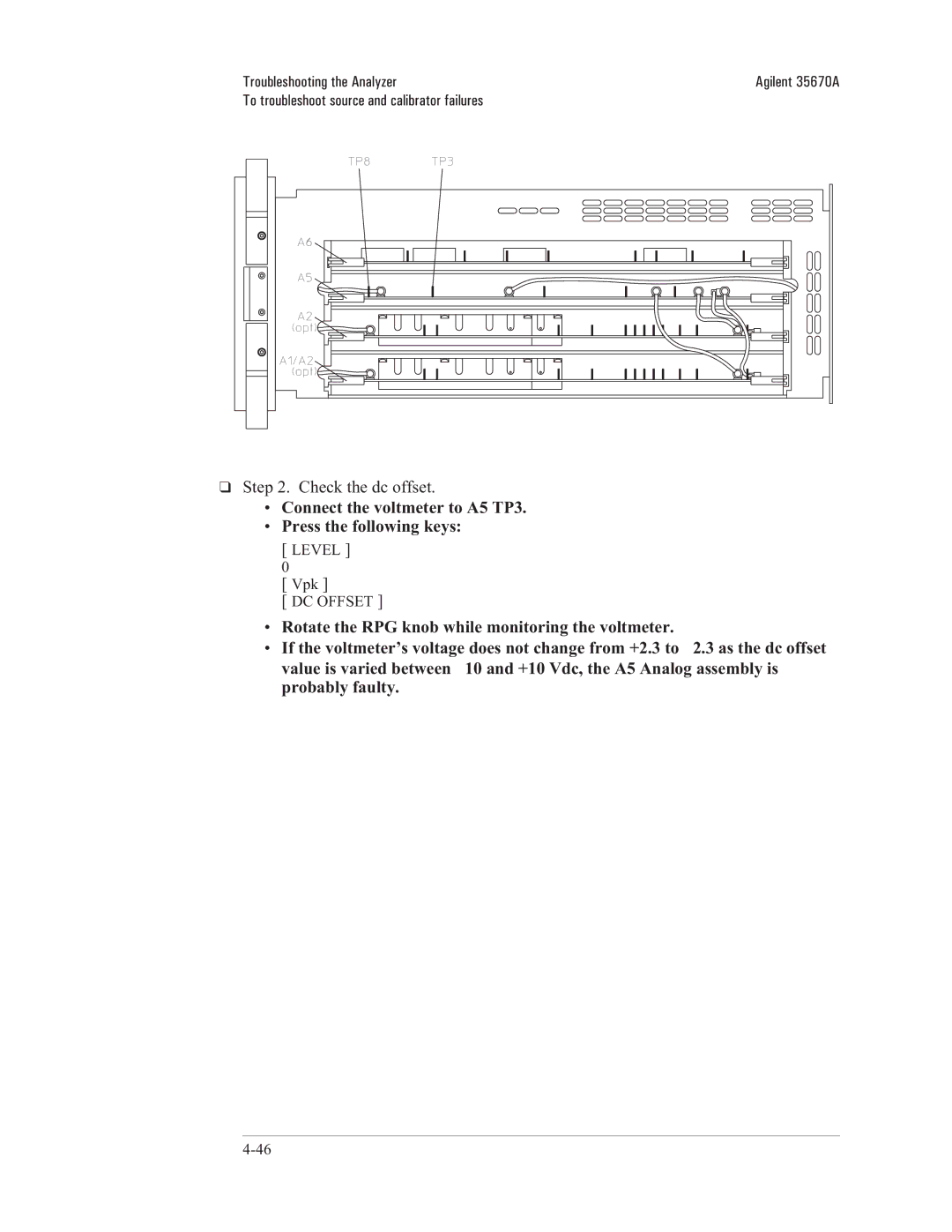 Agilent Technologies 35670-90066 manual Connect the voltmeter to A5 TP3 Press the following keys, Assembly is 