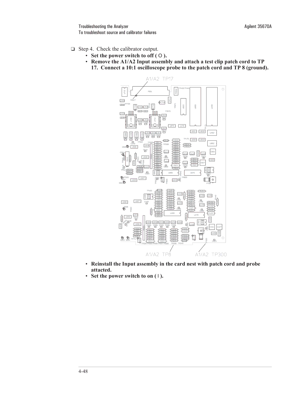 Agilent Technologies 35670-90066 manual Check the calibrator output 