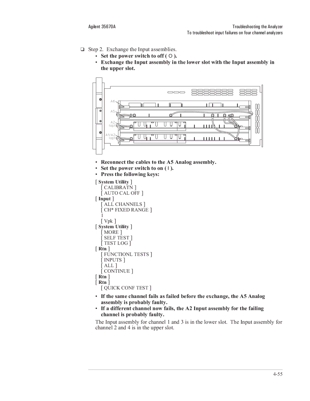 Agilent Technologies 35670-90066 manual Exchange the Input assemblies 