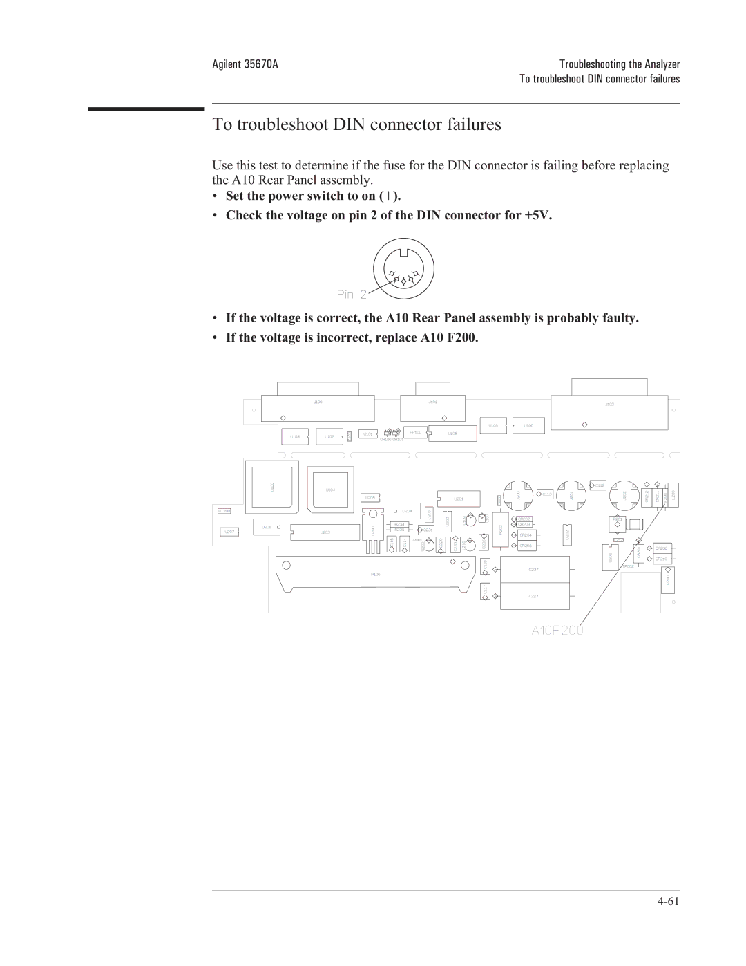 Agilent Technologies 35670-90066 manual To troubleshoot DIN connector failures 