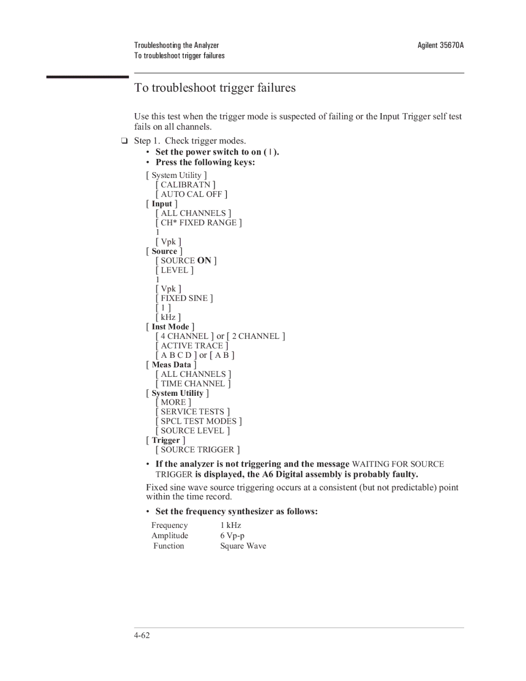 Agilent Technologies 35670-90066 manual To troubleshoot trigger failures, Meas Data, Trigger 