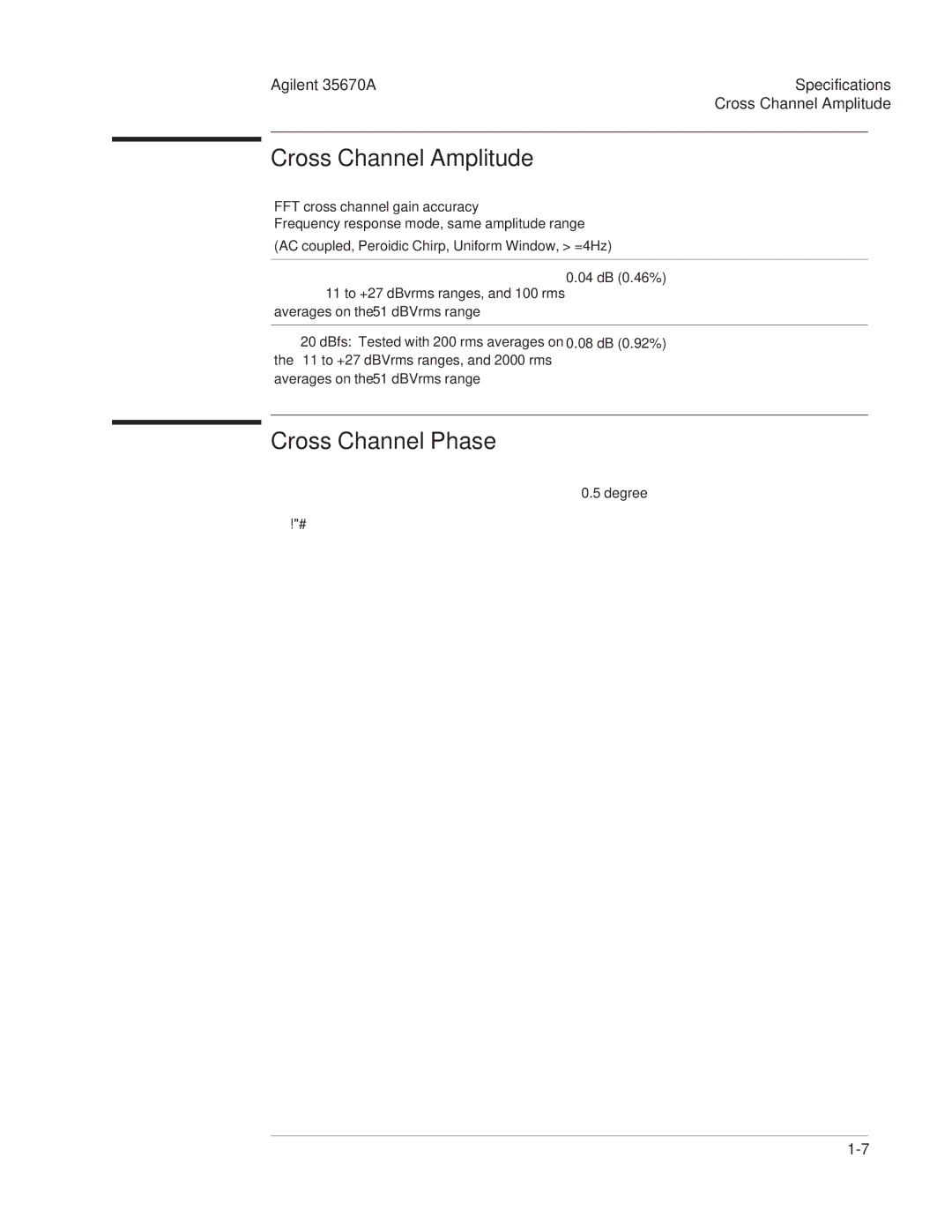 Agilent Technologies 35670-90066 manual Cross Channel Amplitude, Cross Channel Phase 