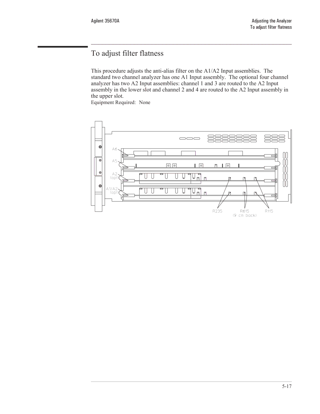 Agilent Technologies 35670-90066 manual To adjust filter flatness, Equipment Required None 