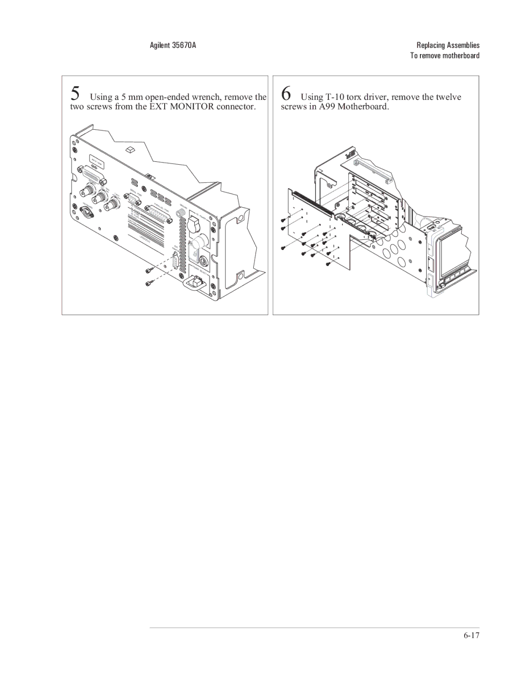 Agilent Technologies 35670-90066 manual To remove motherboard 