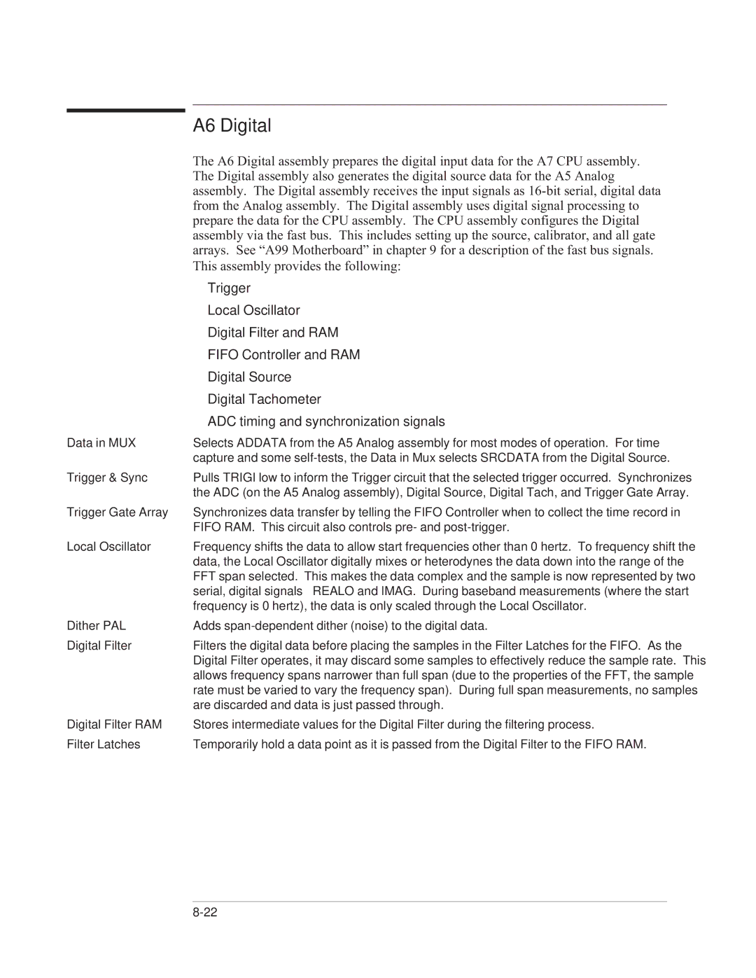 Agilent Technologies 35670-90066 manual A6 Digital, ADC timing and synchronization signals 