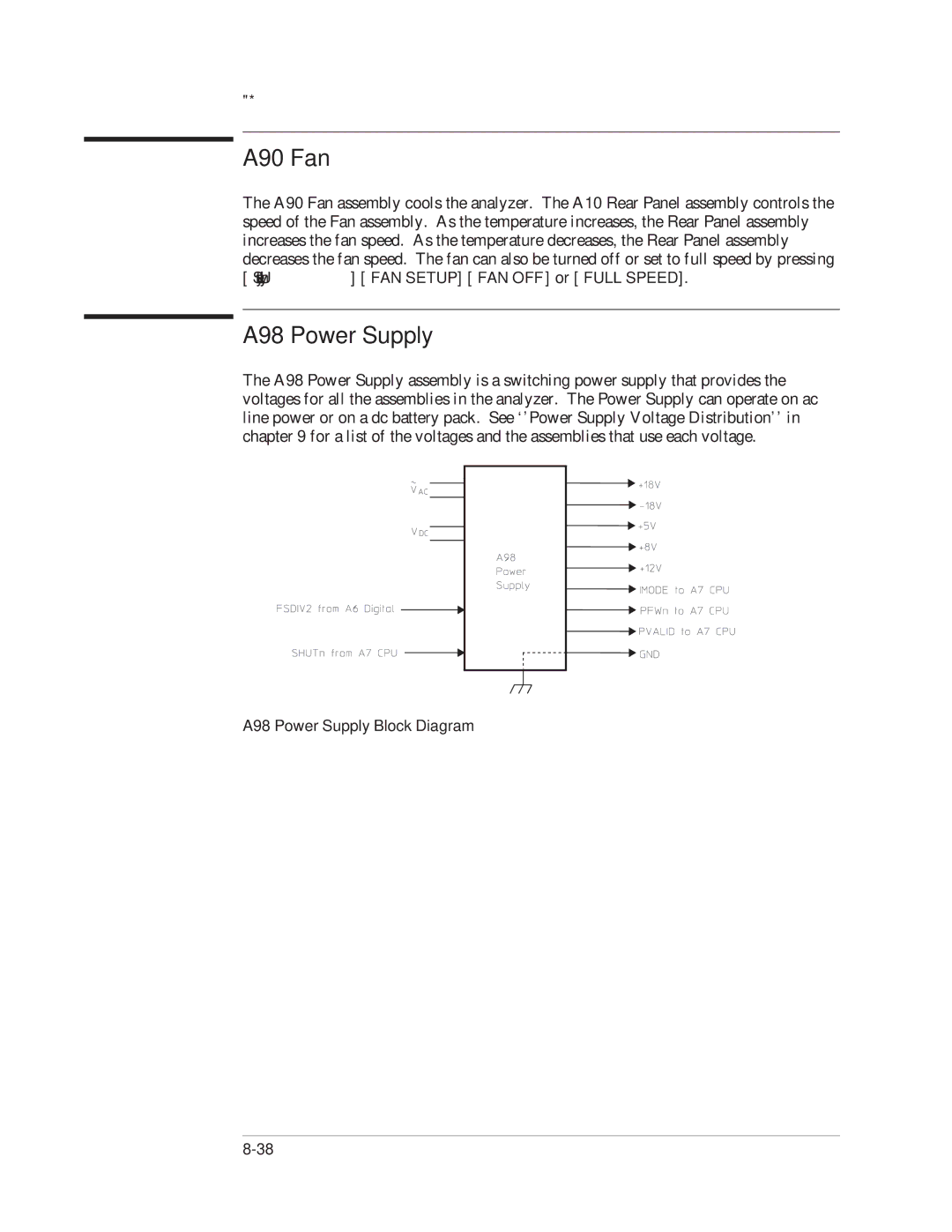 Agilent Technologies 35670-90066 manual A90 Fan, A98 Power Supply 