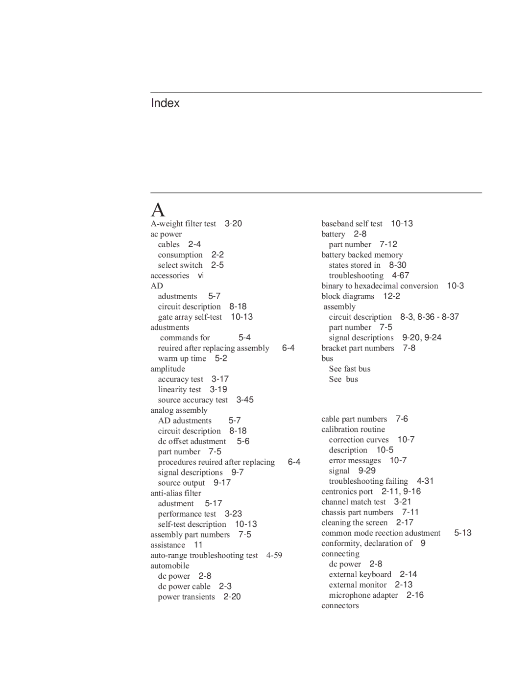 Agilent Technologies 35670-90066 manual Index, Cleaning the screen 