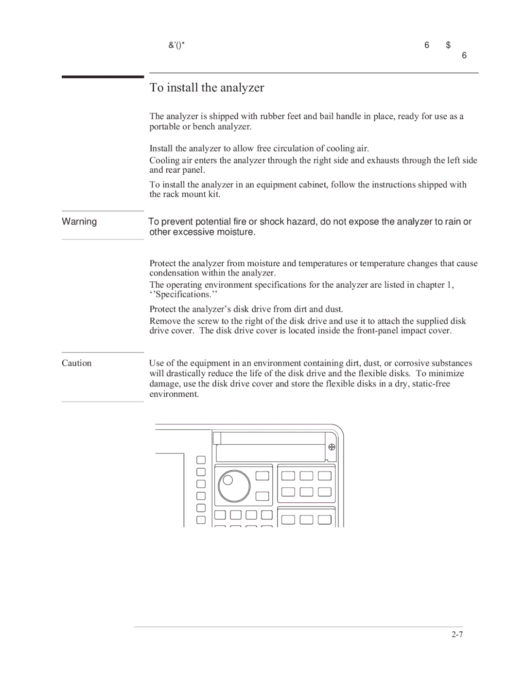 Agilent Technologies 35670-90066 manual To install the analyzer, Other excessive moisture 