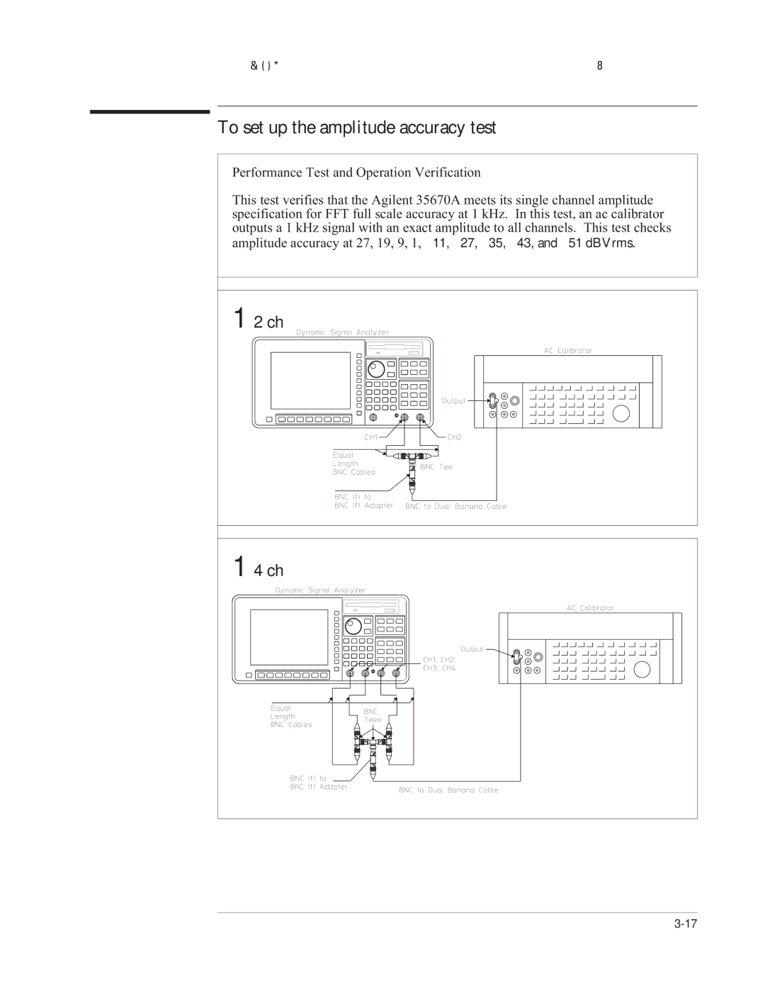 Agilent Technologies 35670-90066 manual To set up the amplitude accuracy test 