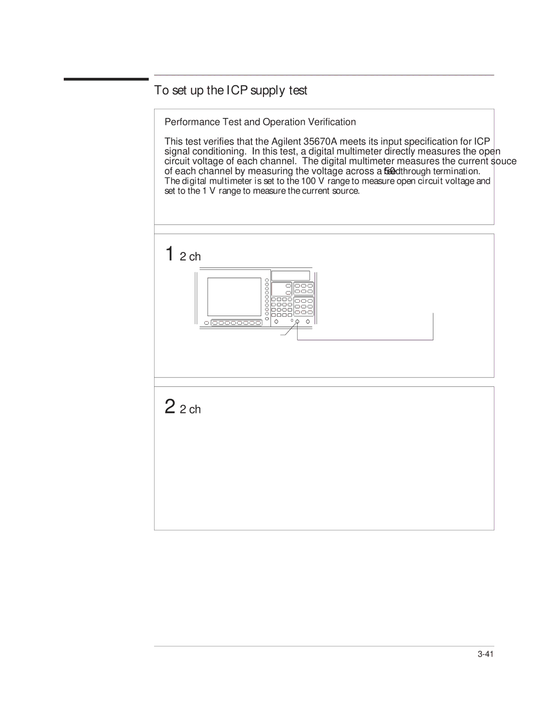 Agilent Technologies 35670-90066 manual To set up the ICP supply test 