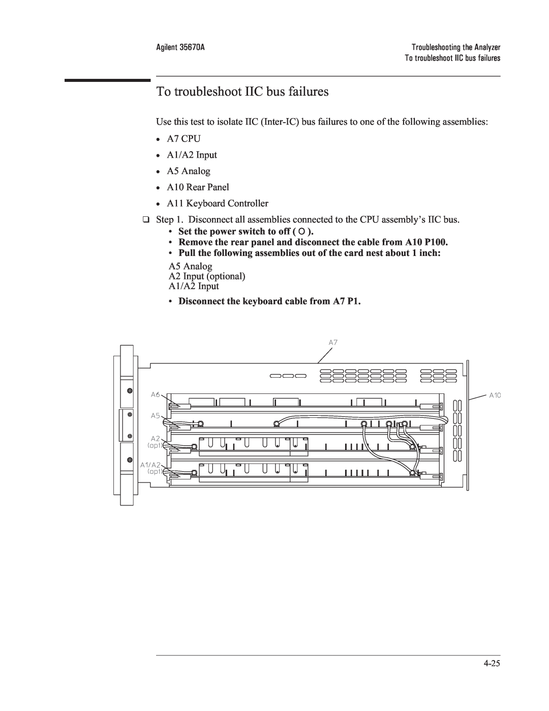 Agilent Technologies 35670-90066 manual To troubleshoot IIC bus failures 