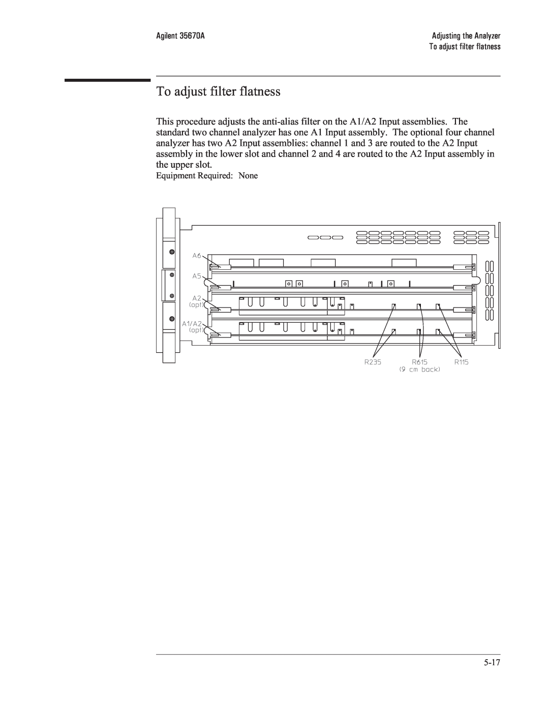 Agilent Technologies 35670-90066 manual To adjust filter flatness, Adjusting the Analyzer 