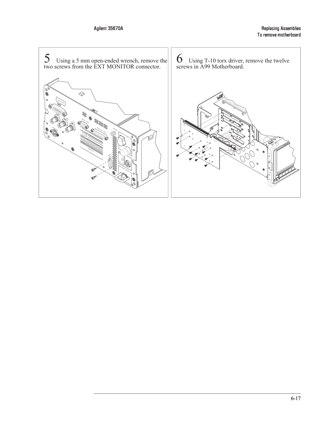 Agilent Technologies 35670-90066 manual To remove motherboard 