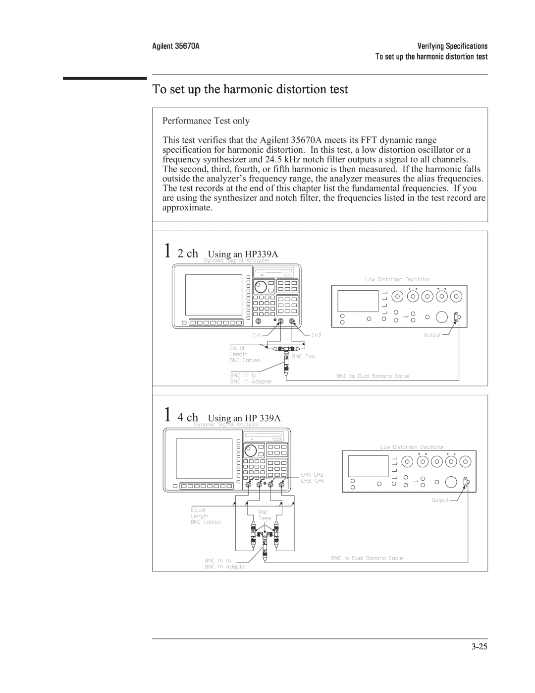 Agilent Technologies 35670-90066 manual To set up the harmonic distortion test, 1 2 ch, 1 4 ch 