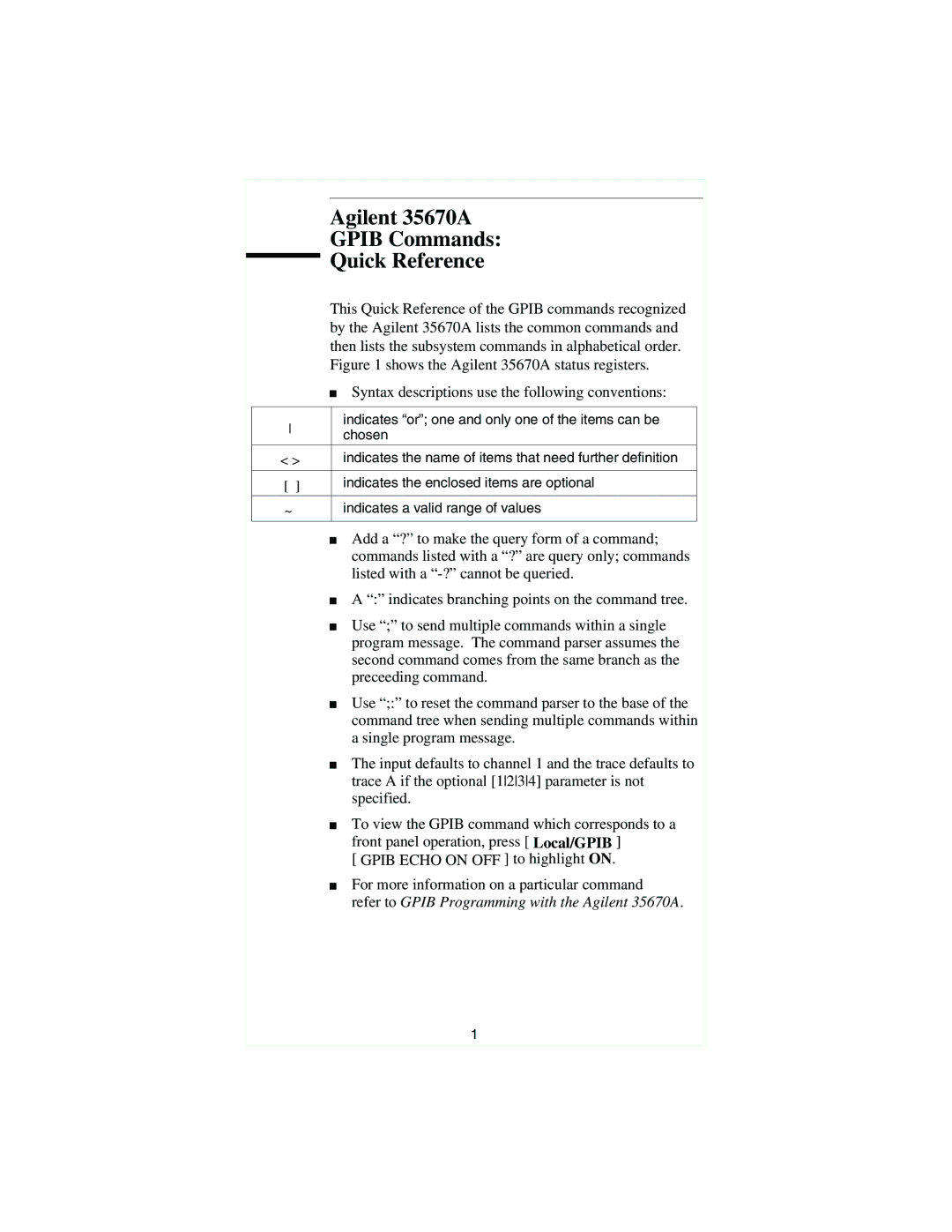 Agilent Technologies manual Agilent 35670A 