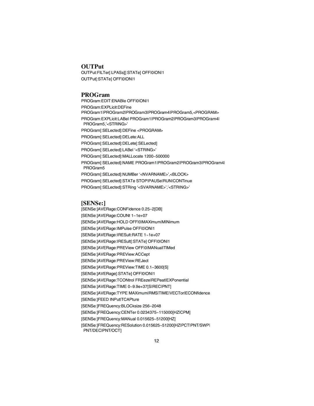 Agilent Technologies 35670A manual OUTPut, PROGram, SENSe 