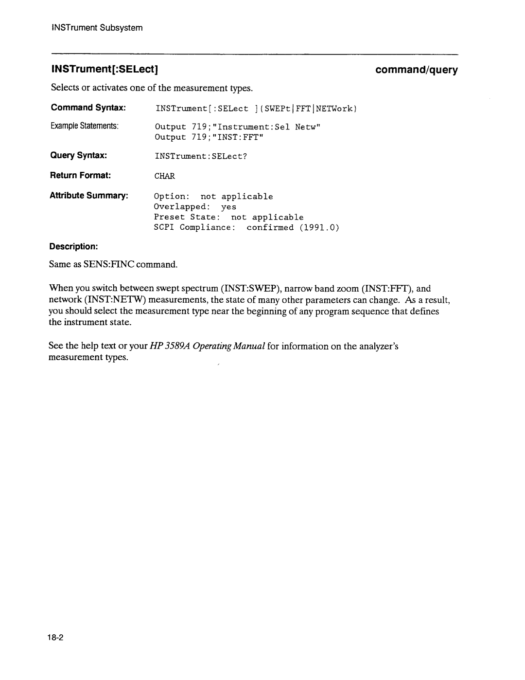 Agilent Technologies 3589A GP-IB manual 