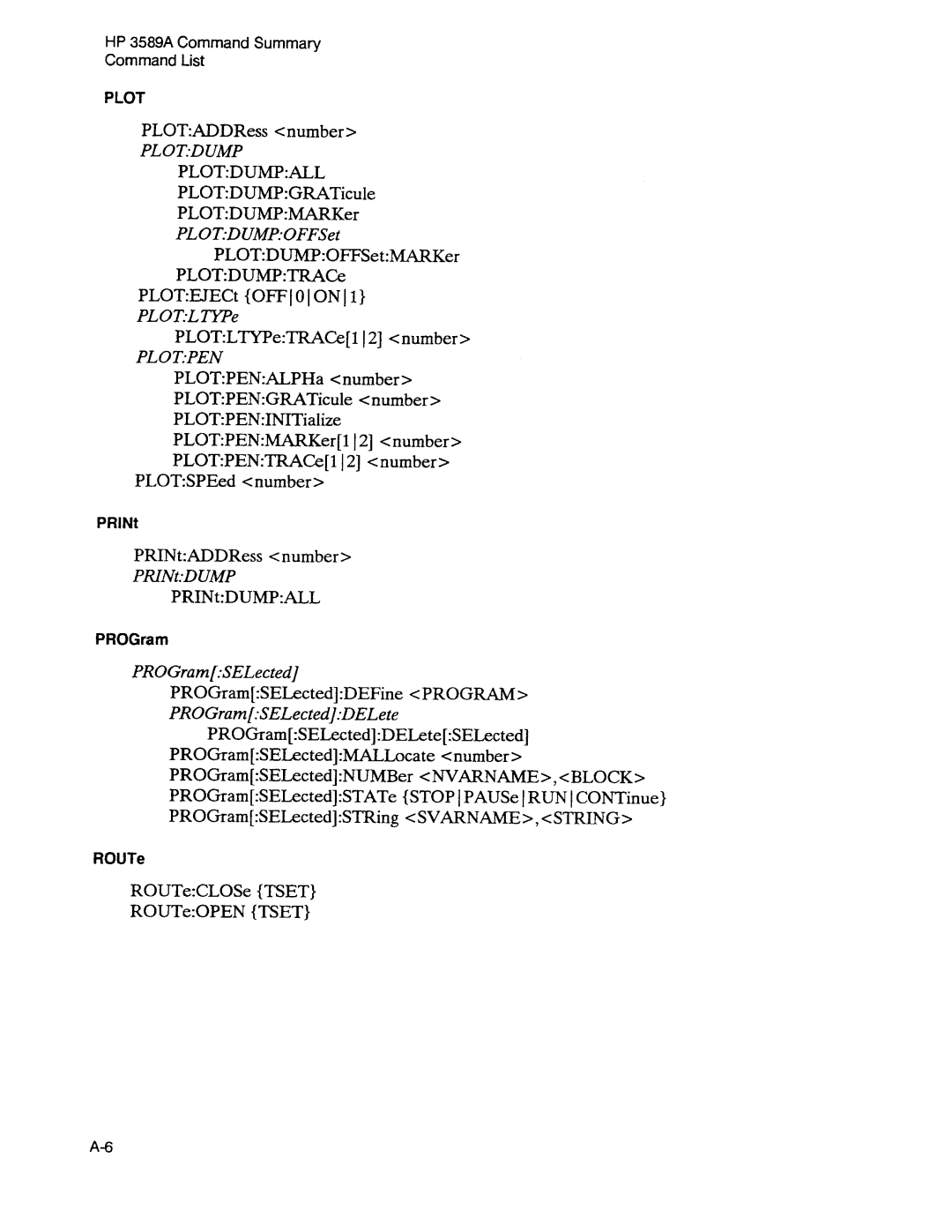 Agilent Technologies 3589A GP-IB manual 