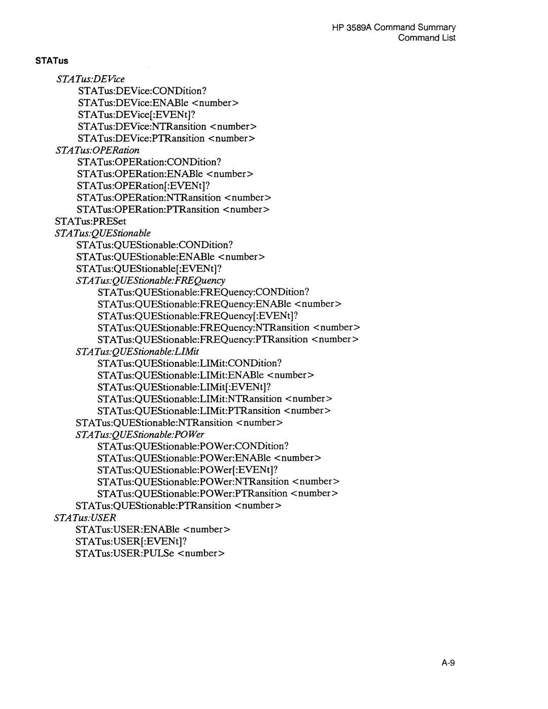 Agilent Technologies 3589A GP-IB manual 