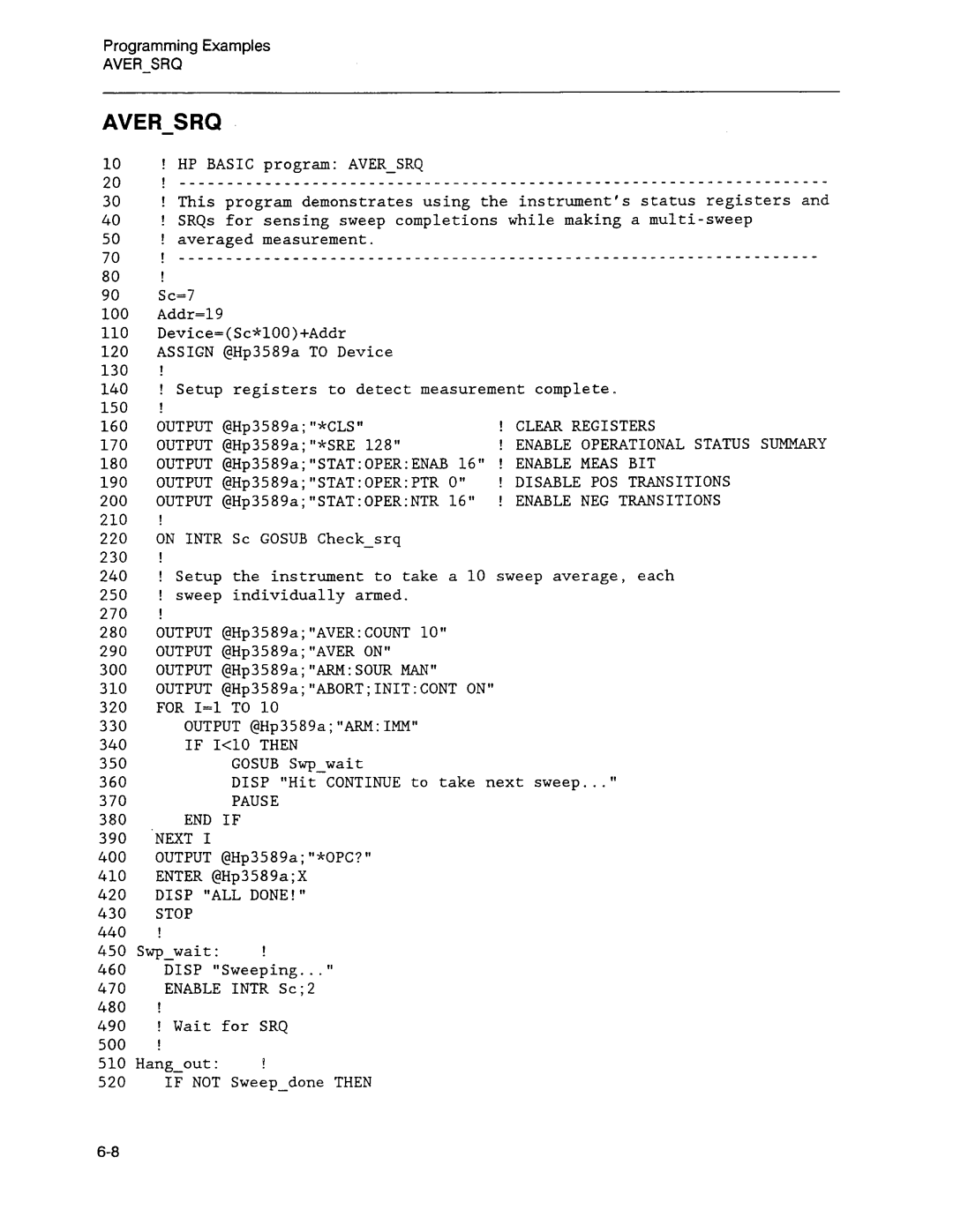 Agilent Technologies 3589A GP-IB manual 