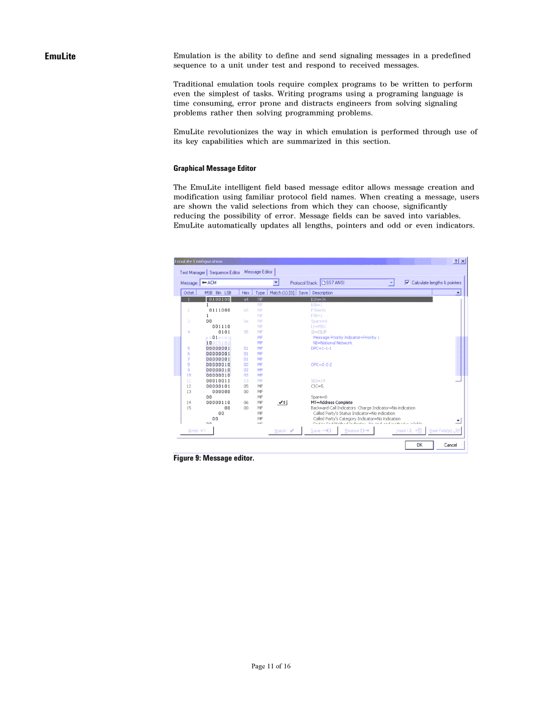 Agilent Technologies 37907A manual EmuLite, Graphical Message Editor 