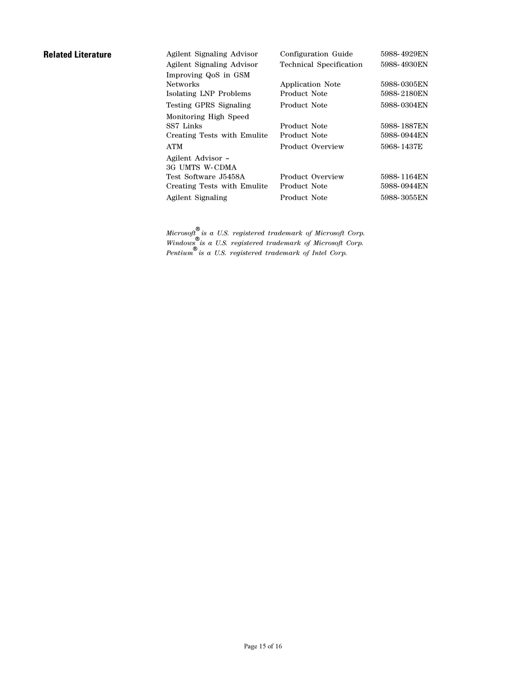 Agilent Technologies 37907A manual Related Literature, 3G Umts W- Cdma 